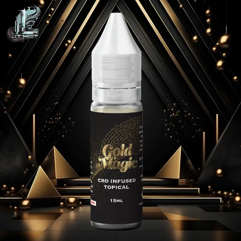 gold magic cbd vape juice 15ml with background