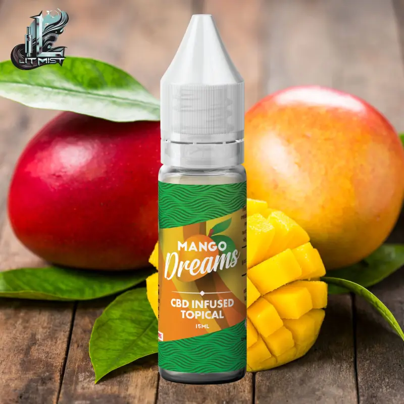 mango dream cbd vape juice 15ml with background